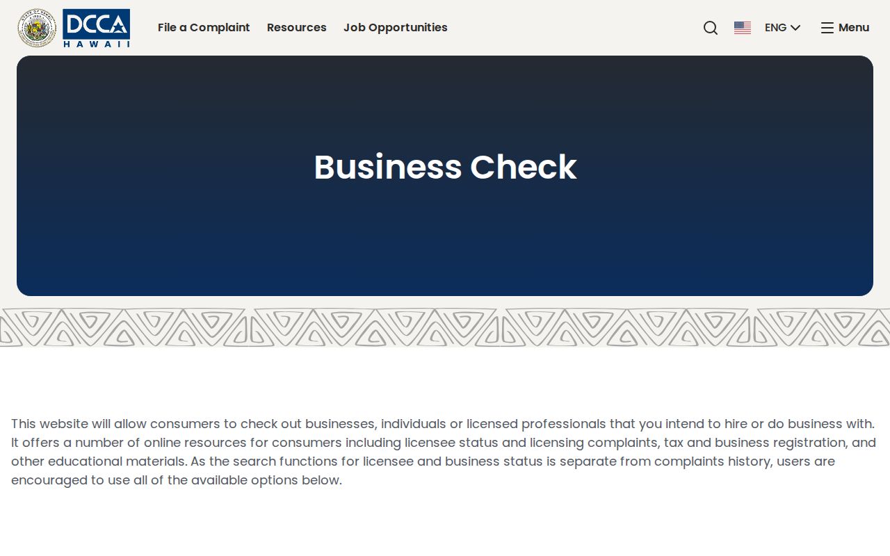 Kahului residents directory DCCA Business Check
